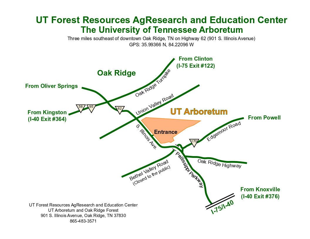 UT Arboretum Location Map